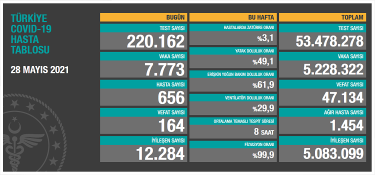 28 MAYIS KORONAVİRÜS TABLOSU
