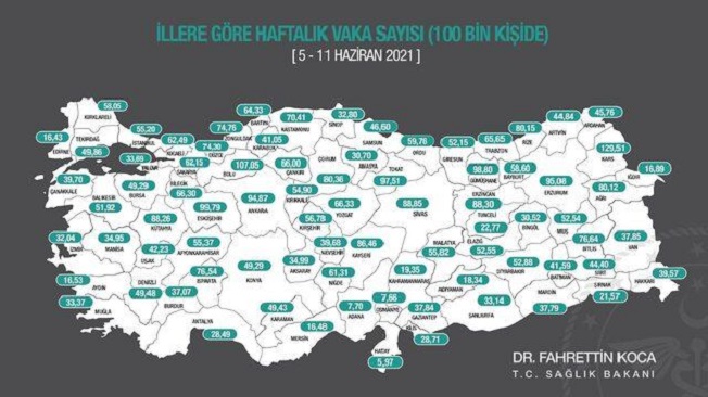 HAFTALIK KORONAVİRÜS HARİTASI YAYINLANDI