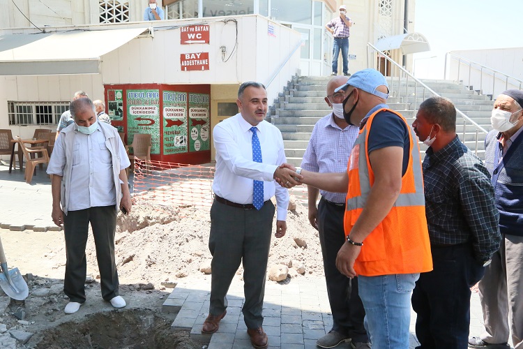 BAŞKAN CABBAR UZUN ÇARŞI YENİLEME ÇALIŞMALARINI YERİNDE İNCELEDİ