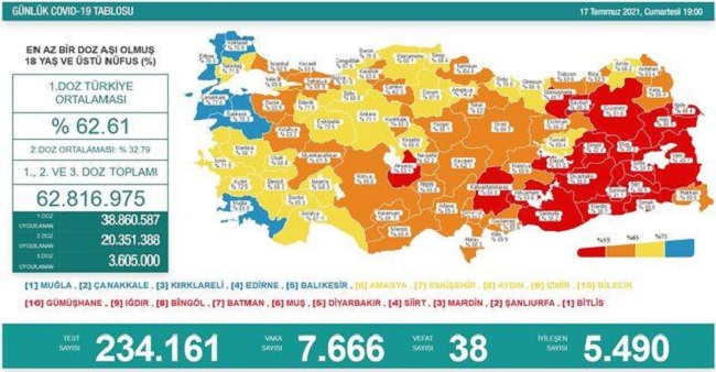 17 TEMMUZ: KORONAVİRÜS TABLOSU