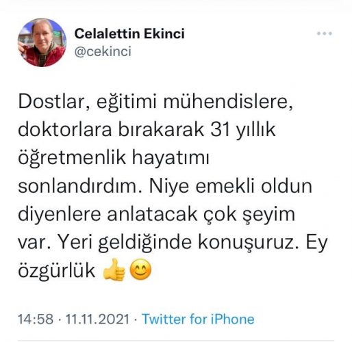Kayseri Eski Milli Eğitim Müdürü Ekinci’den İmalı Veda