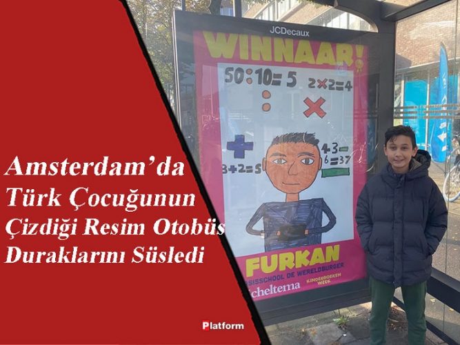 Amsterdam’da, Türk çocuğunun yaptığı resim birinci seçildi