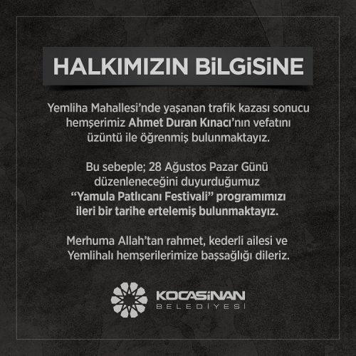 ‘Yamula Patlıcanı Festivali’ ertelendi