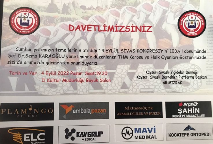 “SİVASLILAR PLATFORMU” KONSERİNE DAVET