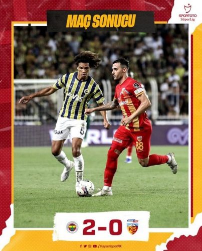 KAYSERİSPOR KADIKÖY’DEN PUANSIZ DÖNÜYOR : 0-2