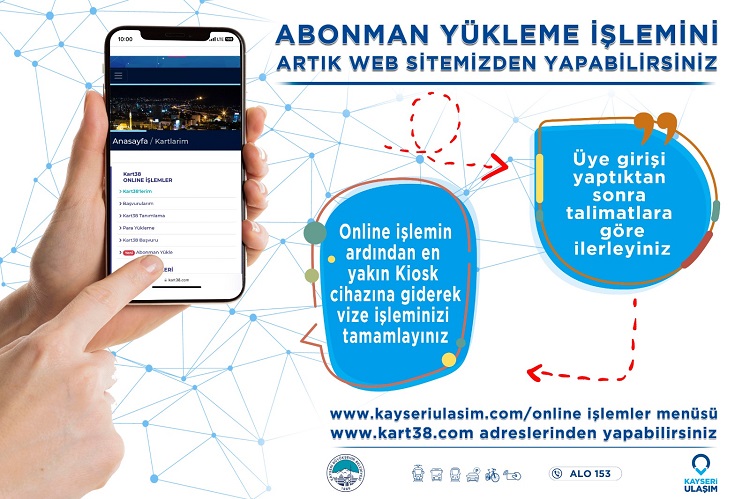 Online ‘abonman kart’ yükleme hizmeti