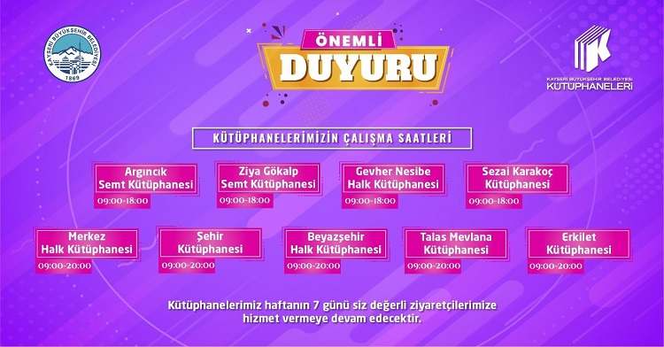 Kütüphanelere yeni saat düzenlemesi