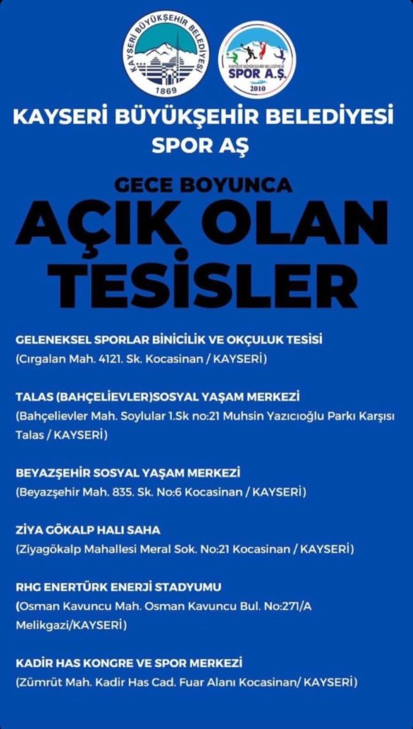 Deprem sonrası gece boyunca açık olan tesisler