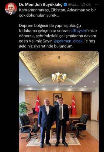 Vali Gökmen Çiçek Kayseri’ye döndü