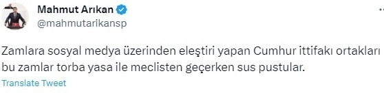 SP’li Arıkan: “Cumhur İttifakı ortakları zamlara tepki verirken yasa meclisten geçerken sustular”