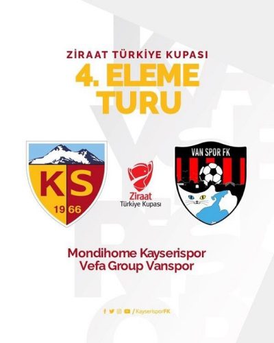 Kayserispor, Türkiye Kupası 4’üncü Tur’unda Vanspor ile eşleşti