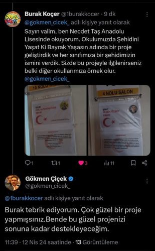 Lise öğrencileri şehitlerin ismini sınıflarda yaşatıyor