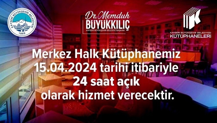 Merkez Halk Kütüphanesi 24 saat hizmet verecek